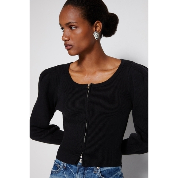 Jonathan Simkhai Iggy Puff Sleeve Cardigan - Picture 2 of 8